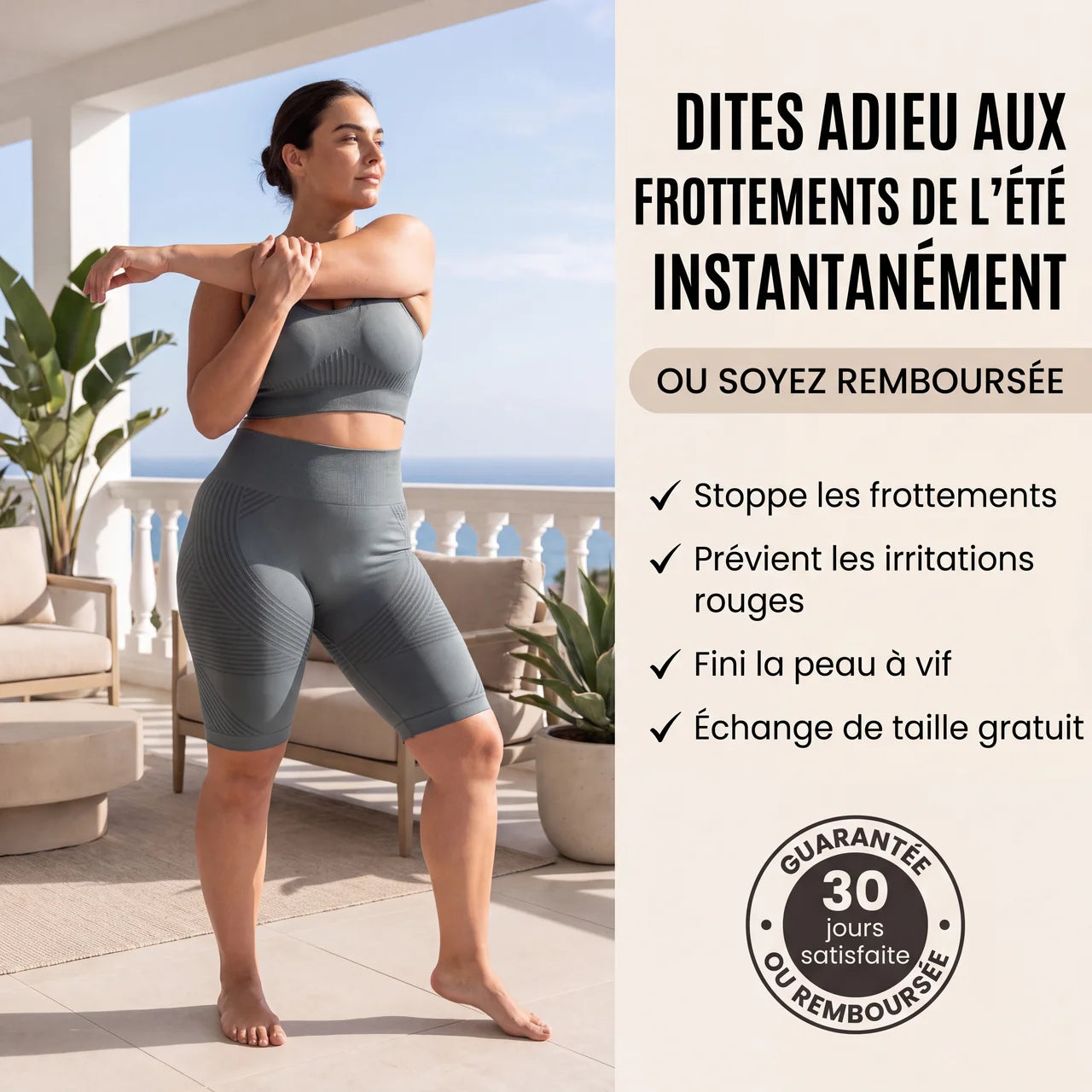 Legging short 3D anti-frottements